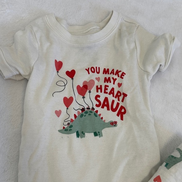 Old Navy Kids Pajama Set - White with Red and Green Dinosaur Print - Picture 2 of 4